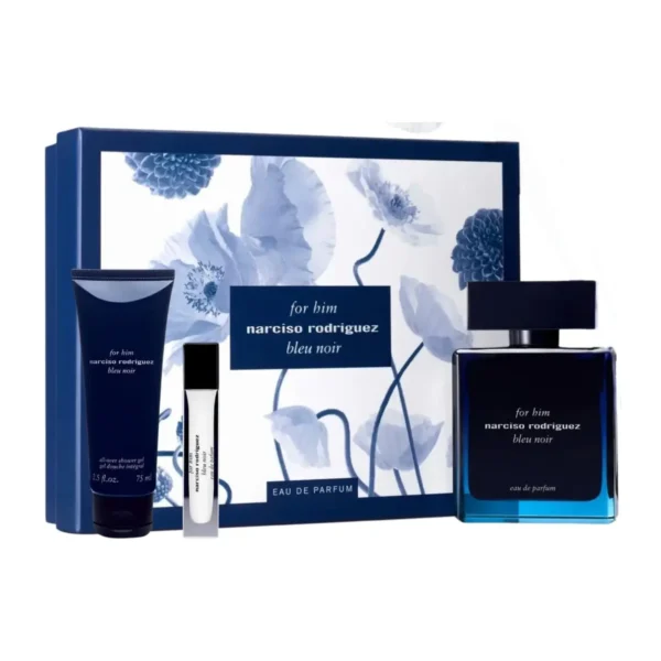 Narciso Rodriguez For Him Bleu Noir 3 pcs Gift Set for Men Eau de Parfum (EDP) Spray 3.4 oz (100 ml) 3423222092726